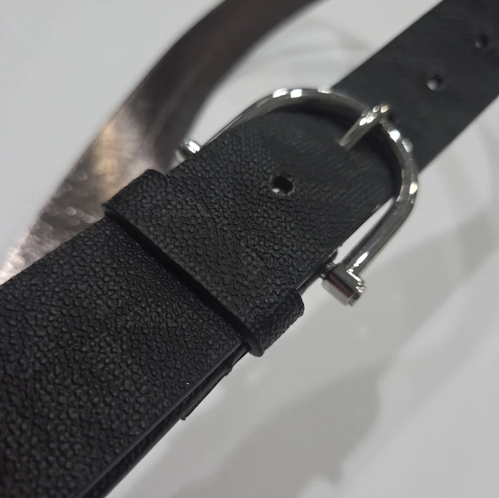 Michael Kors Women's Black/gray Leather Belt Sz.M Logo Print